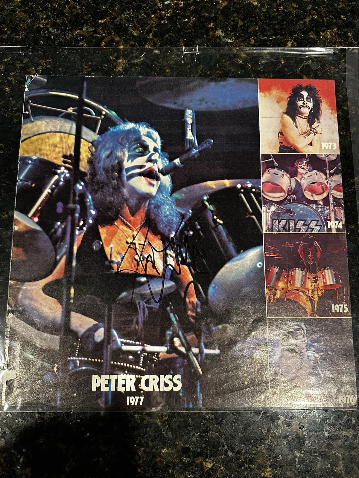 Ace Frehley Gene Simmons PETER CRISS SIGNED KISS PHOTOs Evolution Record Insert, image 2