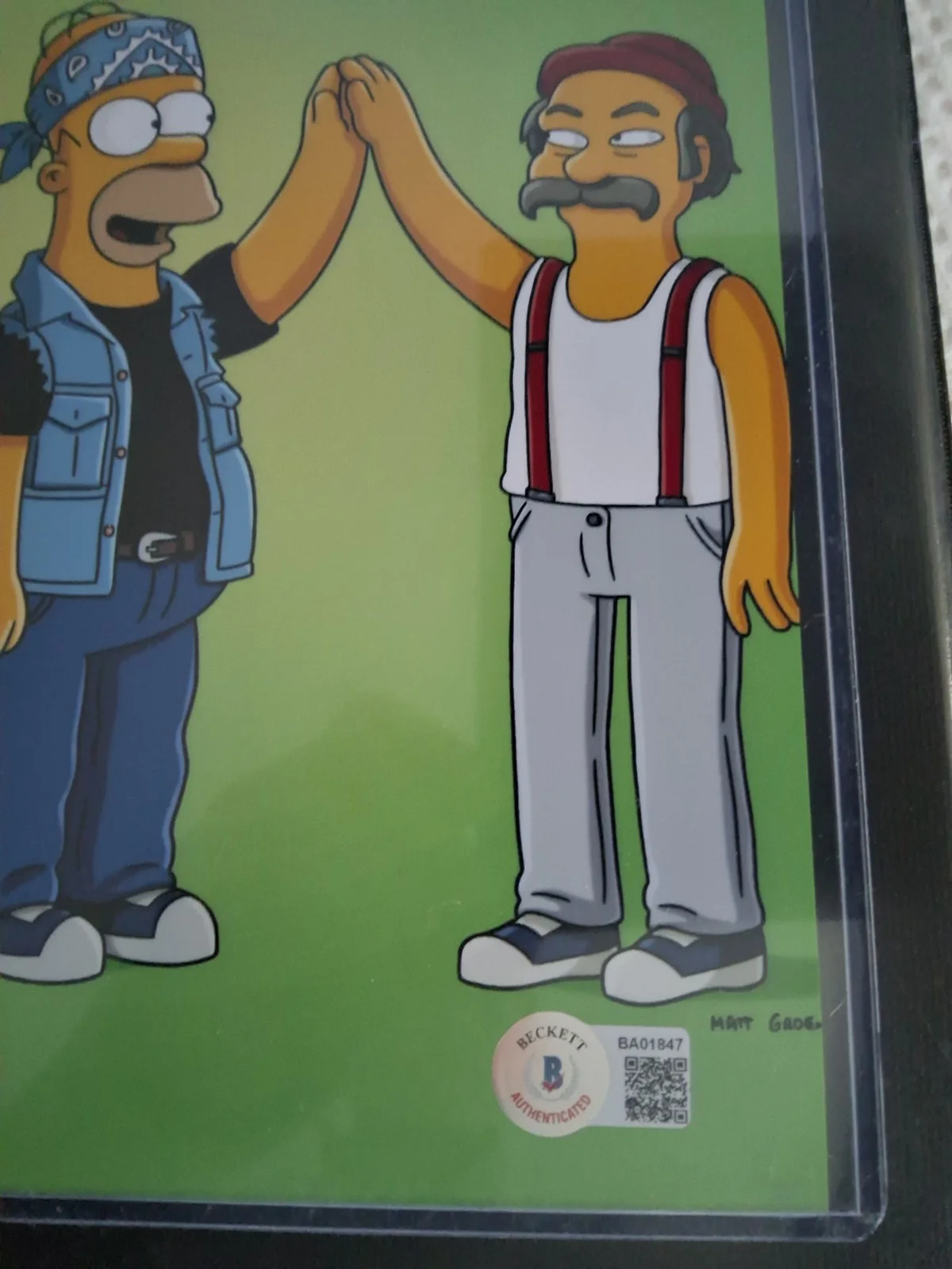 Cheech and Chong Bart Simpson. Beckett Authenticated BA0184 signed Tommy Chong, image 2