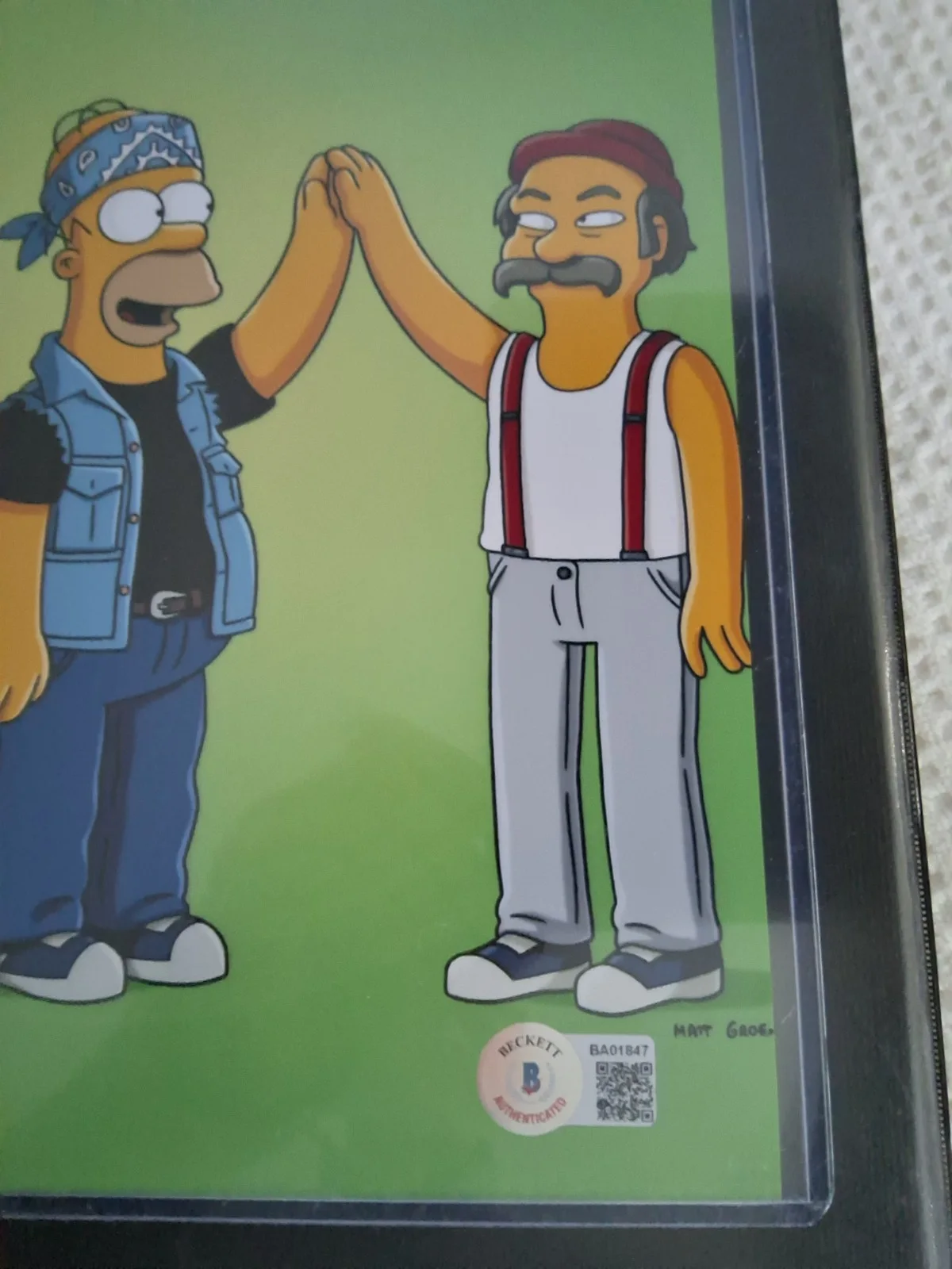 Cheech and Chong Bart Simpson. Beckett Authenticated BA0184 signed Tommy Chong, image 3