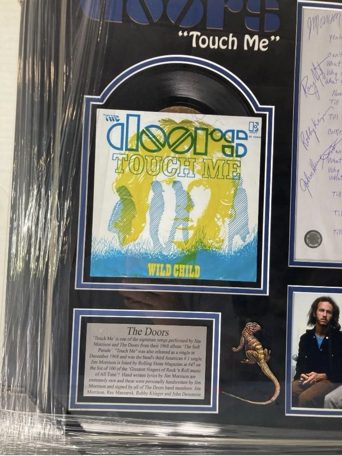Jim Morrison — 🚪 The Doors Signed Lyrics “Touch Me” + Museum Quality Framing - Jim Morrison 🔥, image 2