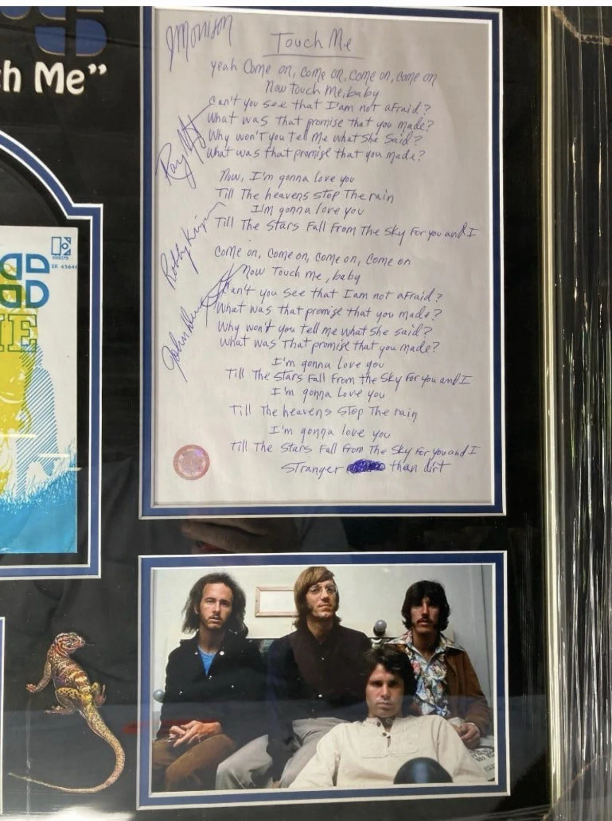 Jim Morrison — 🚪 The Doors Signed Lyrics “Touch Me” + Museum Quality Framing - Jim Morrison 🔥, image 3