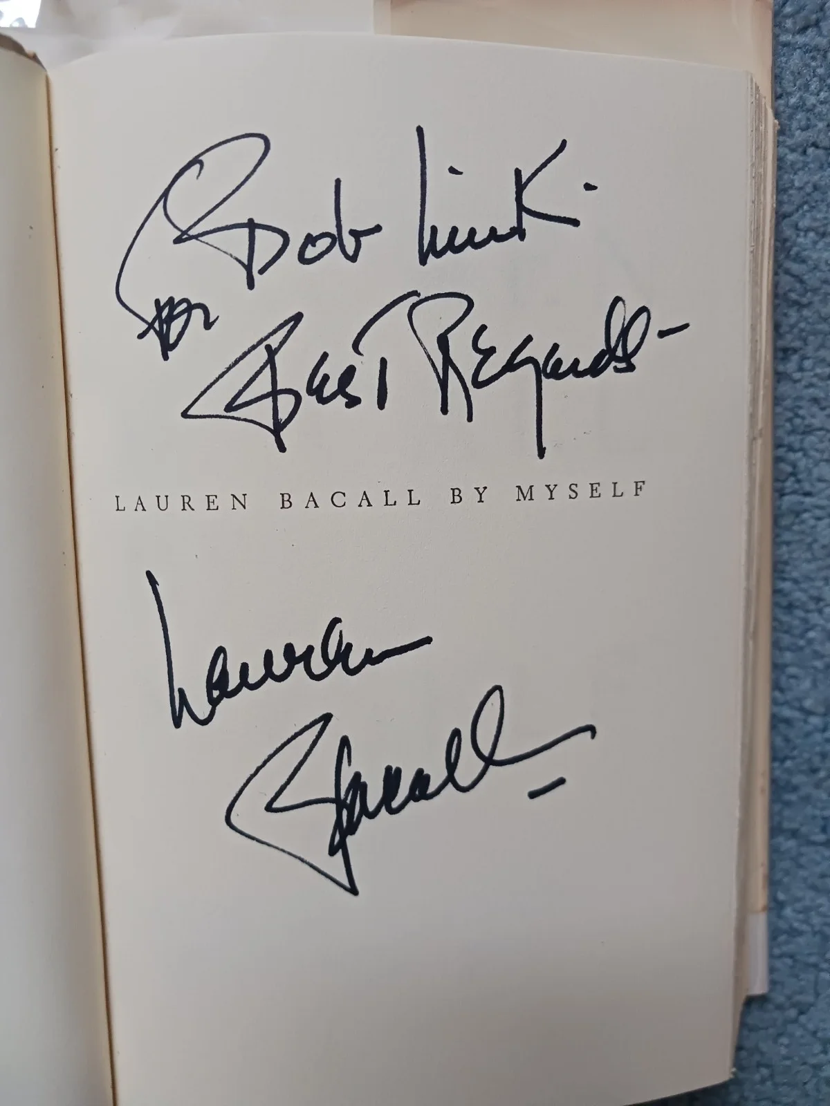 LAUREN BACALL — BY MYSELF PERSONALLY AUTOGRAPHED BY LAUREN BACALL W/DJ, image 2
