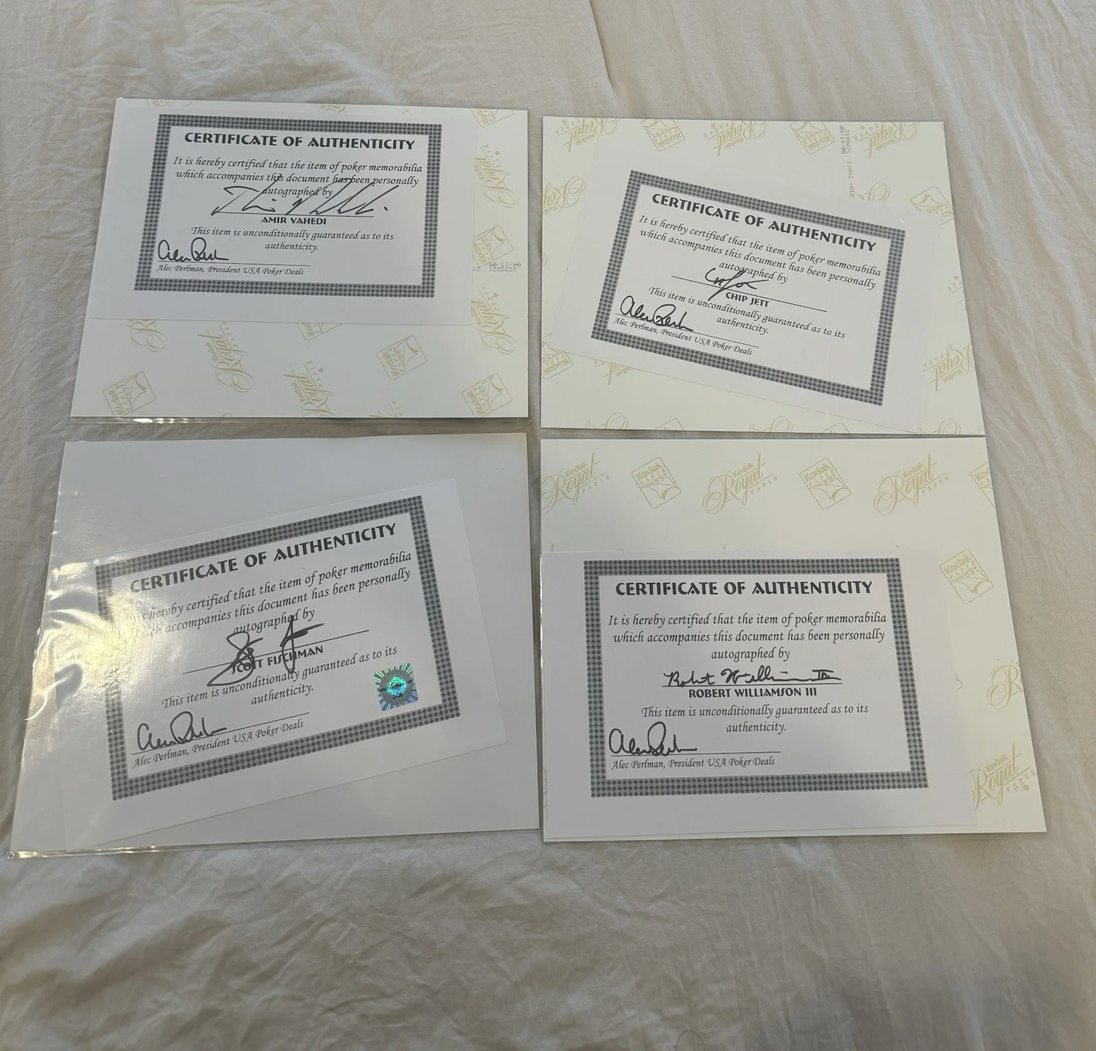 Scott Fischman C Jett Amir Vahedi Rob Williamson III Poker Signed 8x10 Lot 4 COA, изображение 5