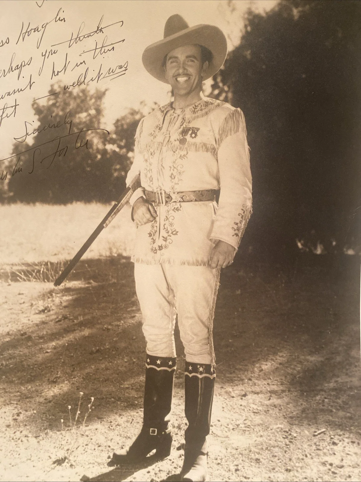 Preston Foster — Preston Foster - 1940s B&W Western Photo 11”x14” Signed Inscribed NICE!, изображение 2