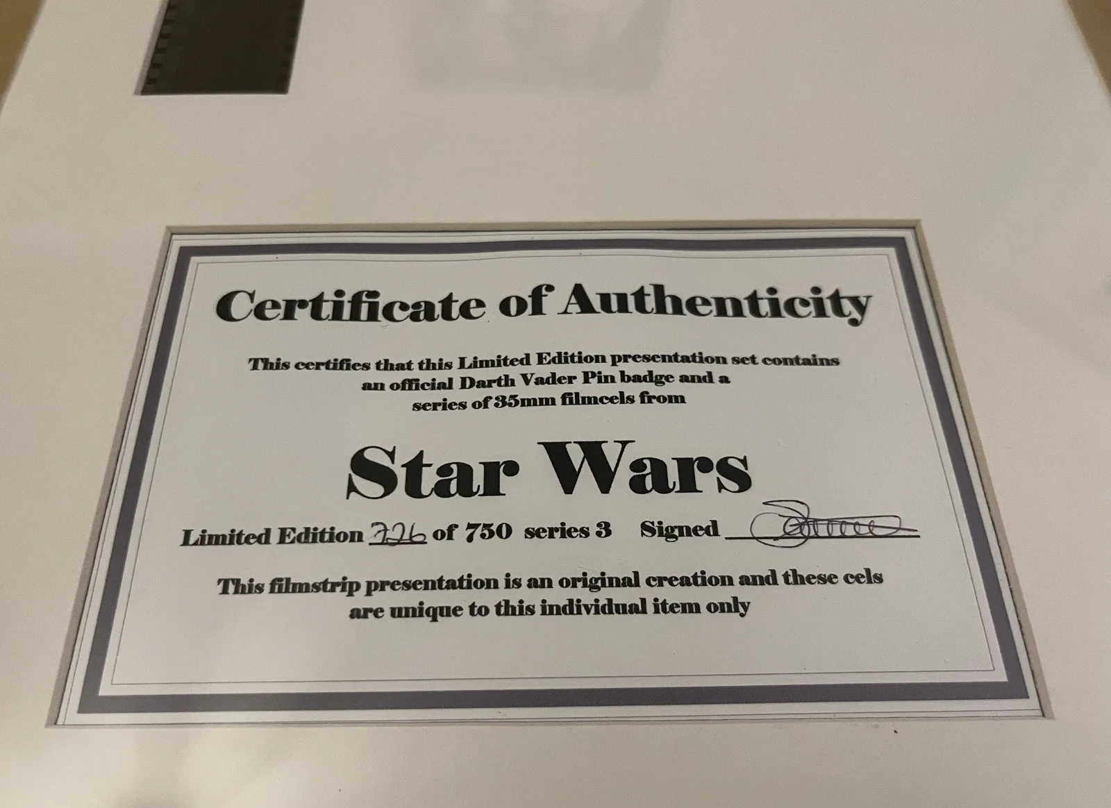 Star Wars Limited Edition Film Cell - Darth Vader With Pin Badge, image 2