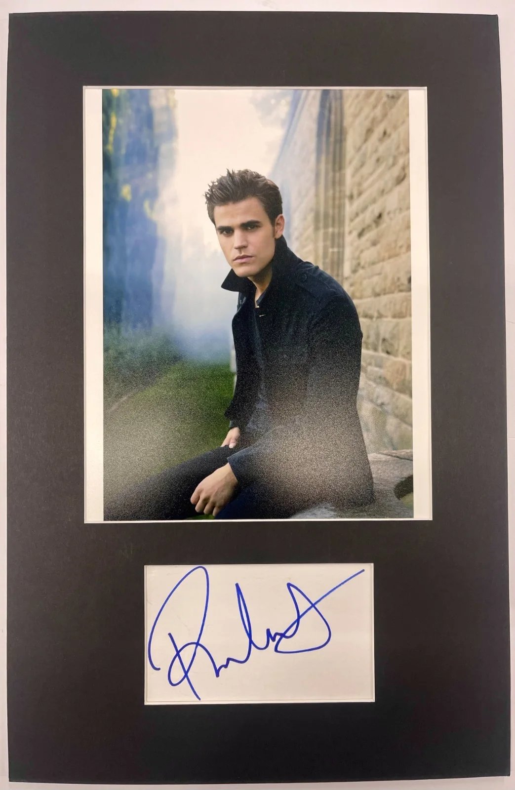 PAUL WESLEY — Paul Wesley The Vampire Diaries matted signed index card with photo 11x17 #1
