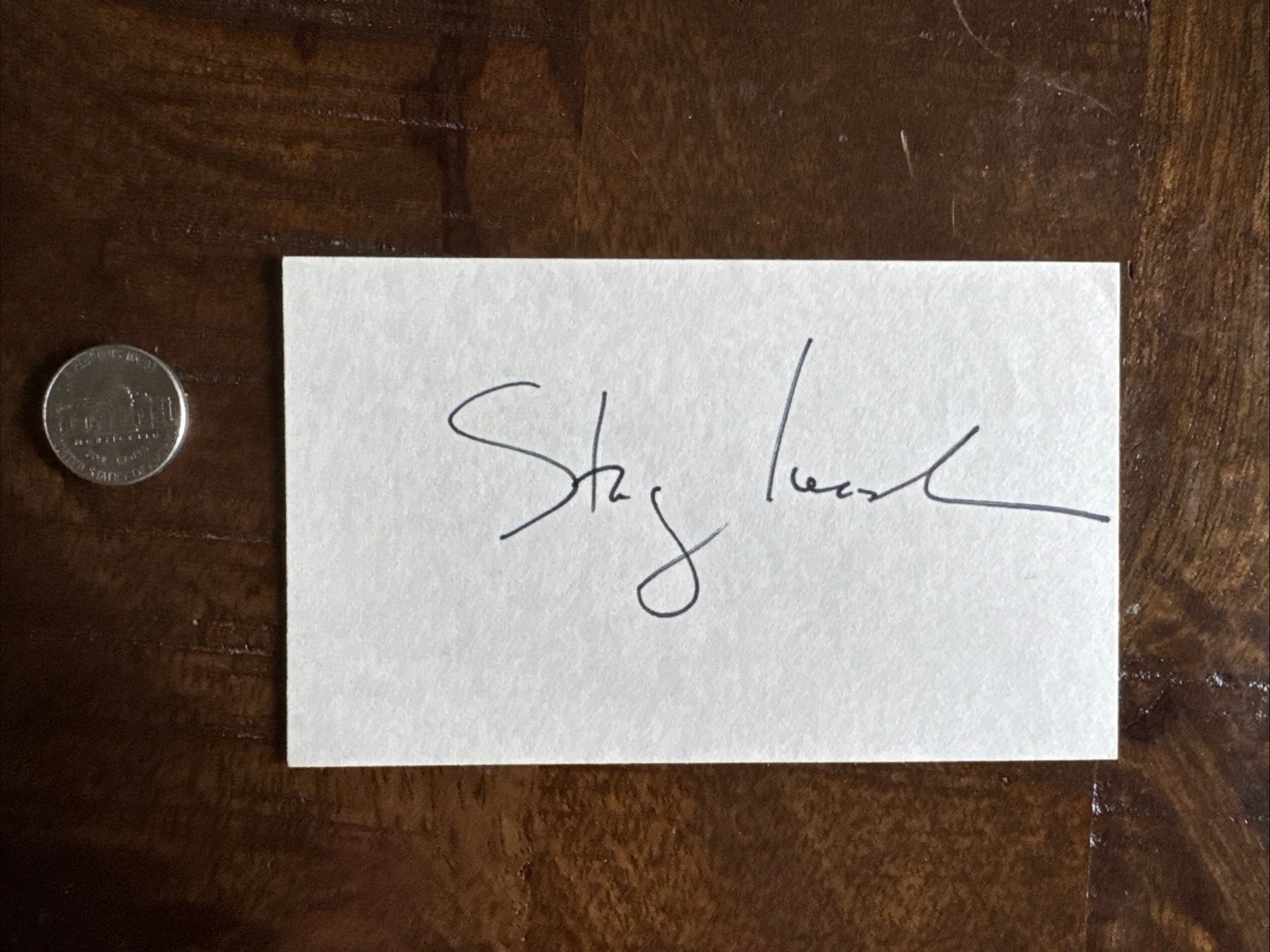 Stacey Keach — Actor Stacy Keach AUTOGRAPHED Signed 3x5 Index Card MIKE HAMMER, image 2