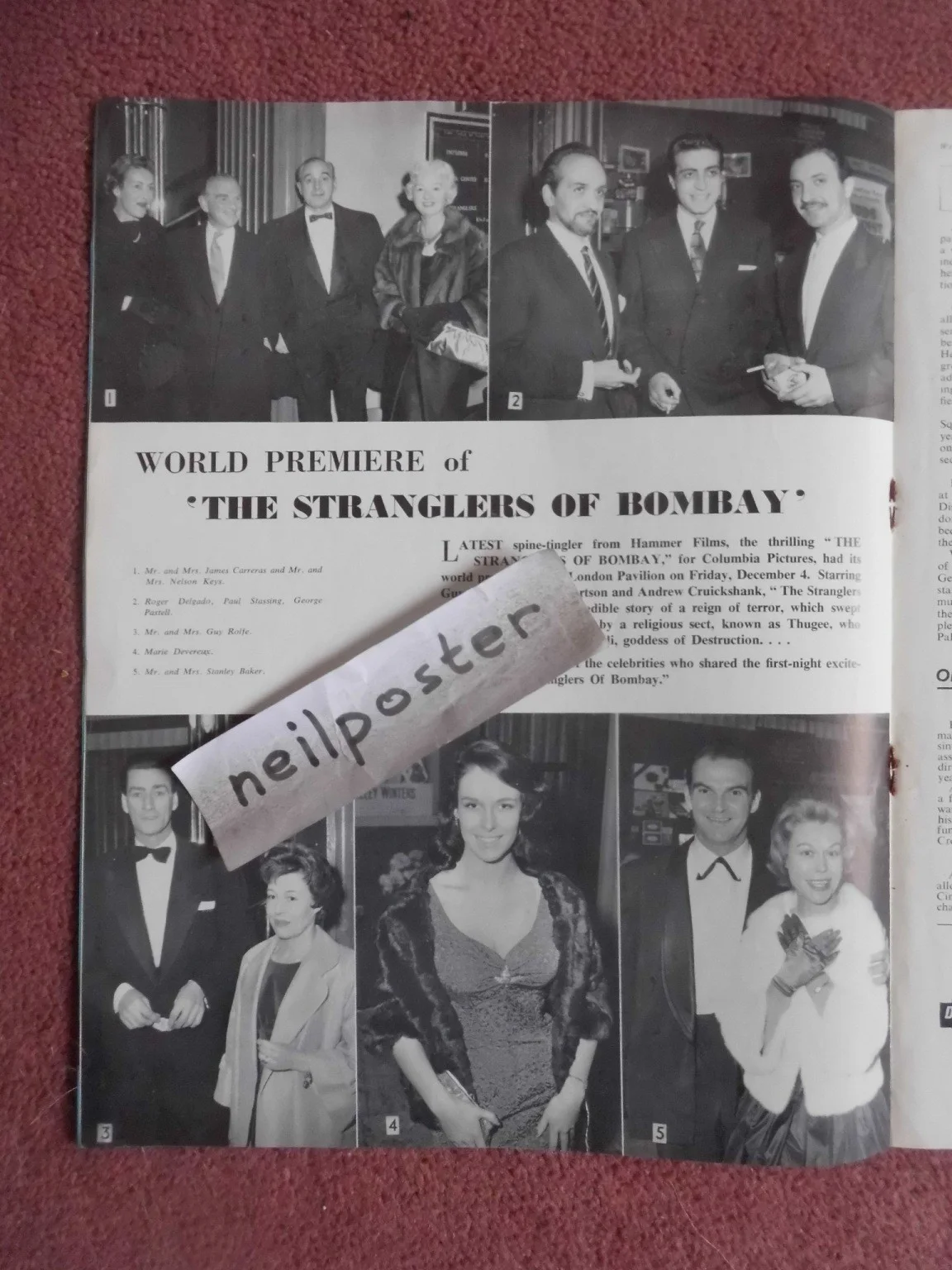STRANGLERS OF BOMBAY, HAMMER in 1959 UK trade mag DAILY CINEMA, изображение 2