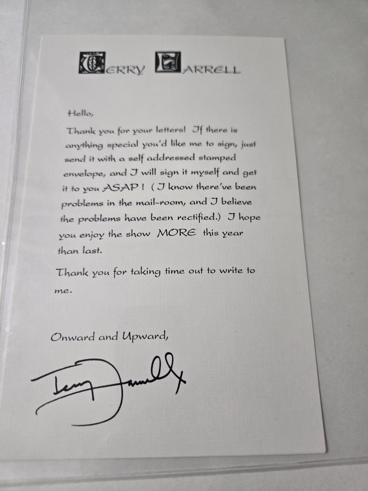 Terry Farrell Stock Letter, image 2