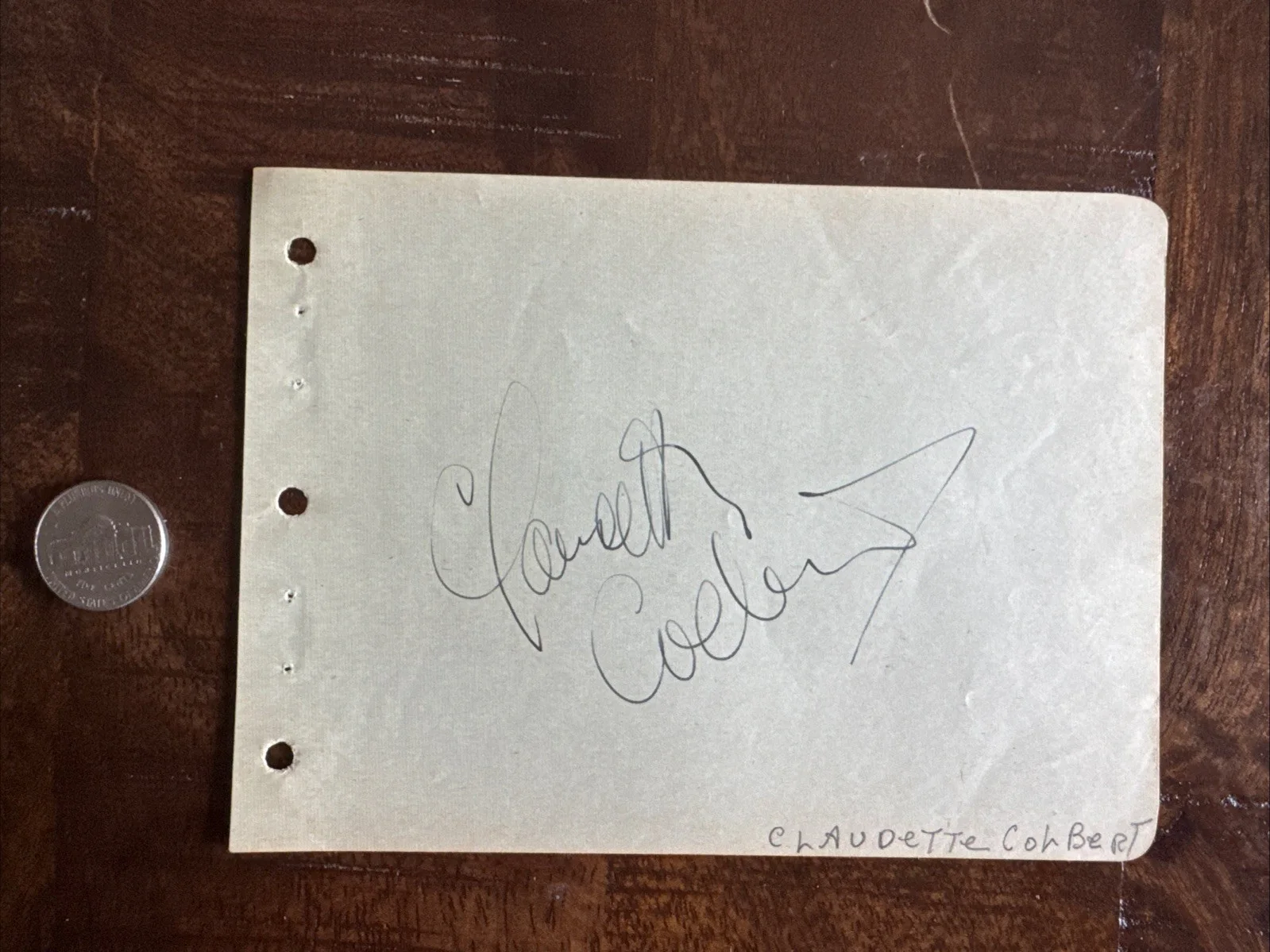 Claudette Colbert — Actress Claudette Colbert SIGNED Autographed Cut IT HAPPENED ONE NIGHT Died 1996, image 2