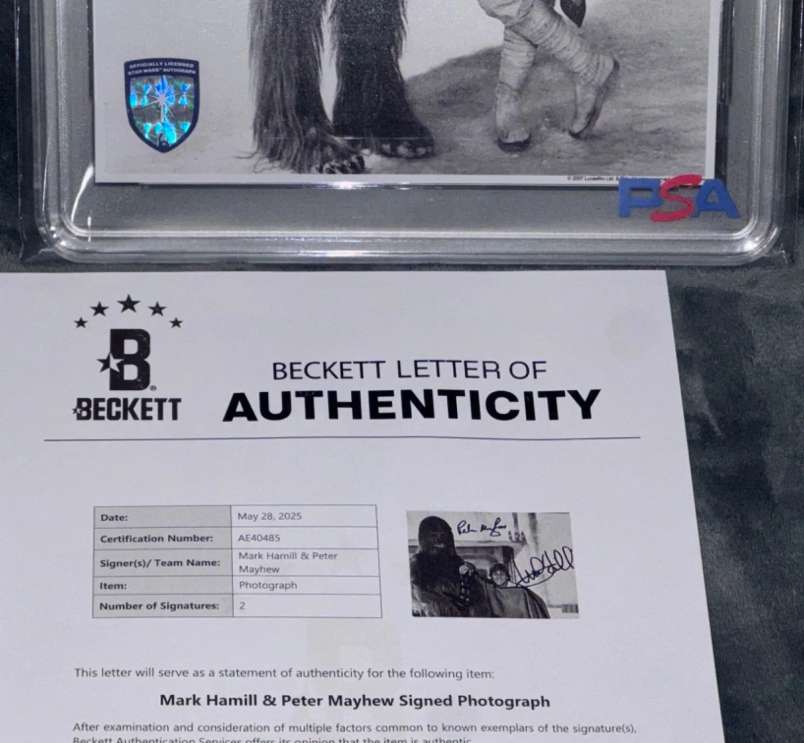 Mark Hamill — Signed Mark Hamill & Peter Mayhew Photo Star Wars Luke + Chewy 8x10 OPX Auto PSA, изображение 4