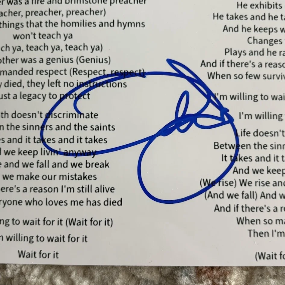 Leslie Odom Jr Signed Autographed Hamilton 8x10 Lyric Sheet Wait For It Burr JSA, изображение 3