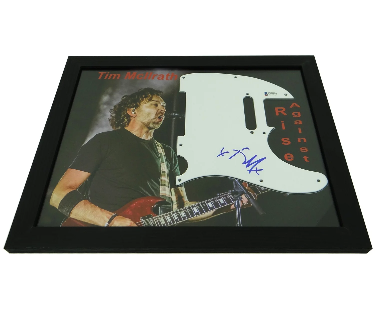 Tim Mcllrath Rise Against Signed Pickguard on Custom Framed 11x14 Photo BAS COA, изображение 4