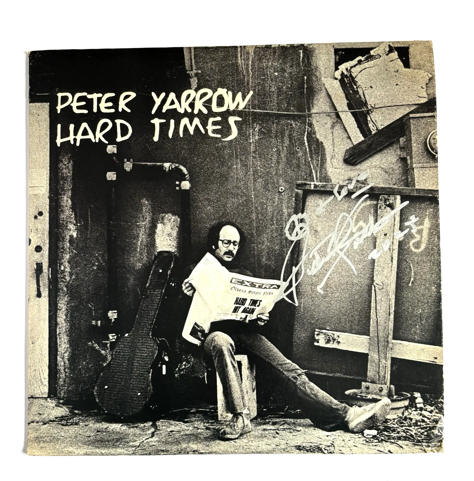 PETER YARROW Signed HARD TIMES Vinyl LP PSA DNA COA Peter Paul & Mary, image 2