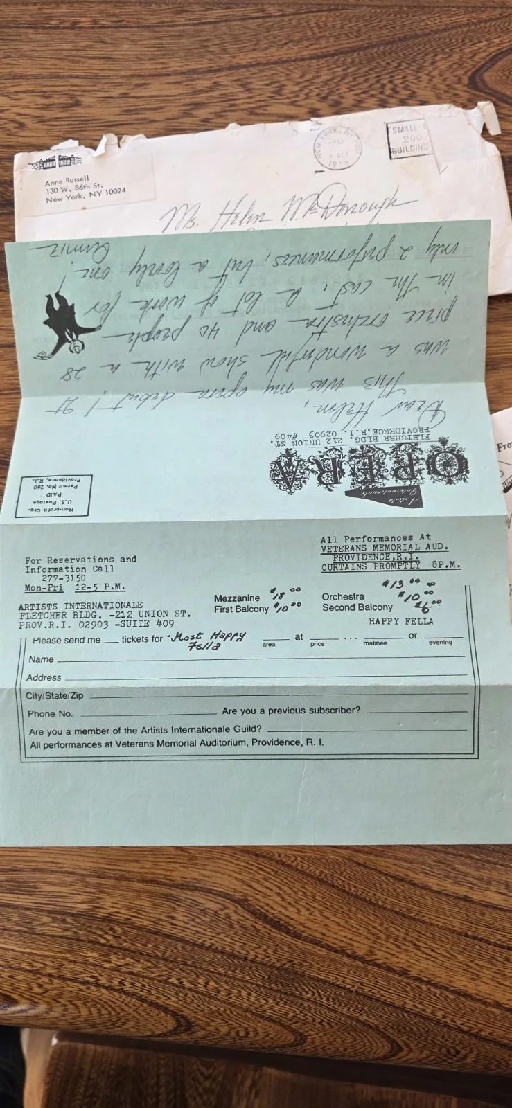 Anne Russell Singer / Actress Signed letters, image 4