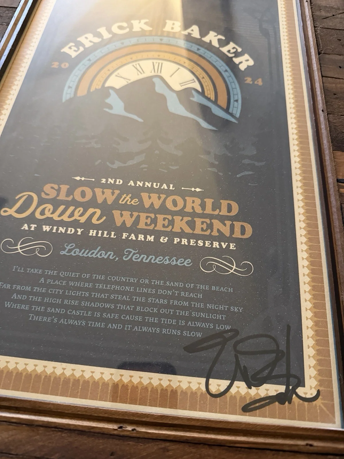 🔥🔥Erick Baker Autographed Slow The World Down Tour Framed Poster🔥🔥, image 2