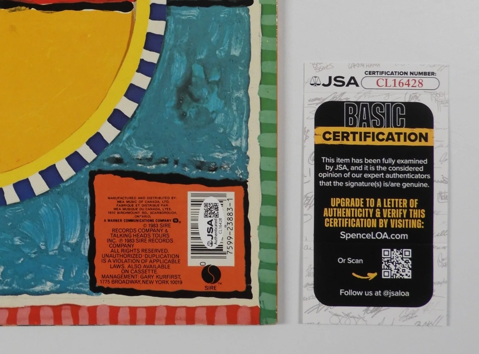 Talking Heads Signed Autograph Album JSA Record Vinyl David Byrne +, image 3