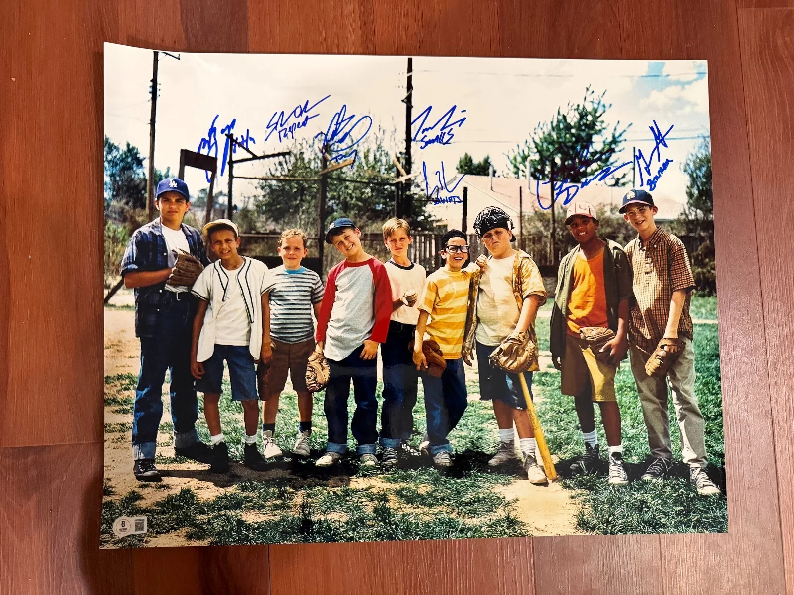 Tom Guiry — The Sandlot Movie Cast signed autographed 16x20 Photo 7 Signatures Beckett COA