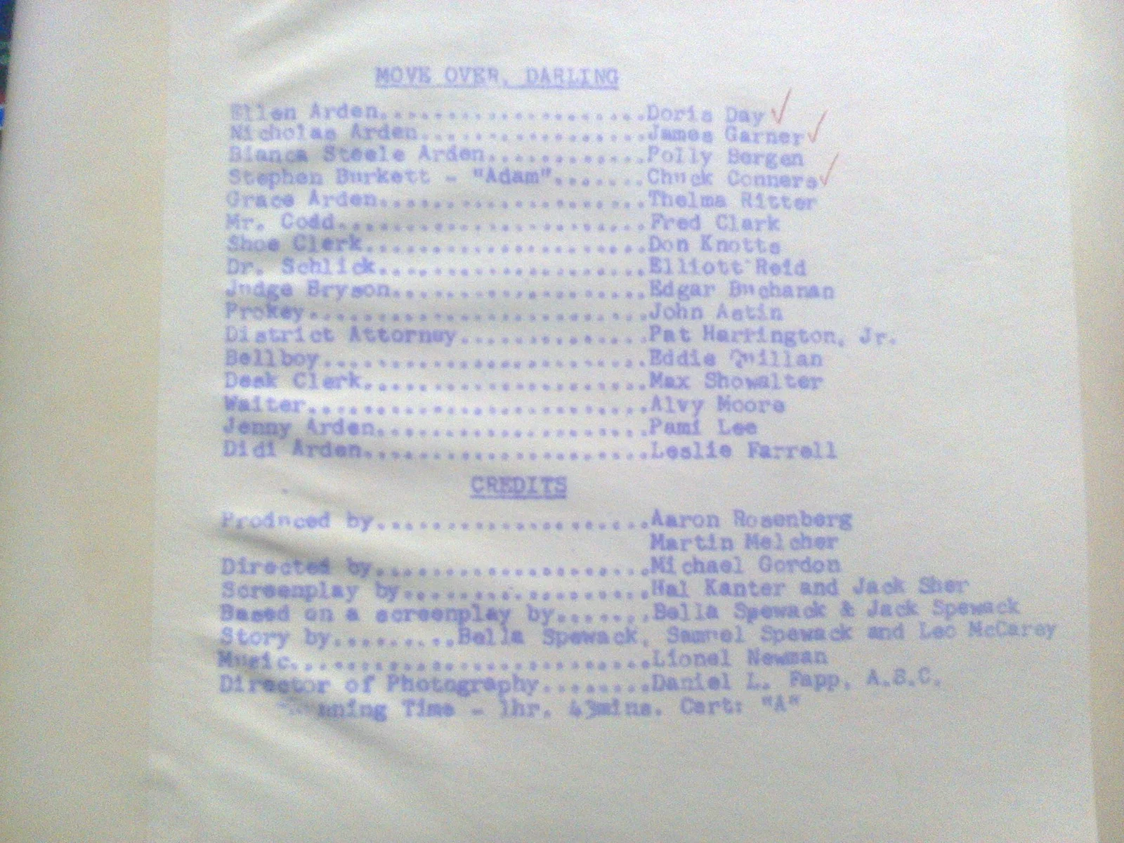 MOVE OVER DARLING/SET OF 7 FILM PHOTOS IN B/W/ ORIGINAL PRINTS WITH SYNOPSIS., image 3
