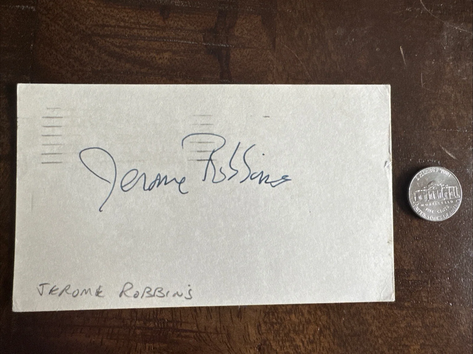 JEROME ROBBINS Signed 3x5 Postcard Westside Story Director & Choreographer 1964, image 2