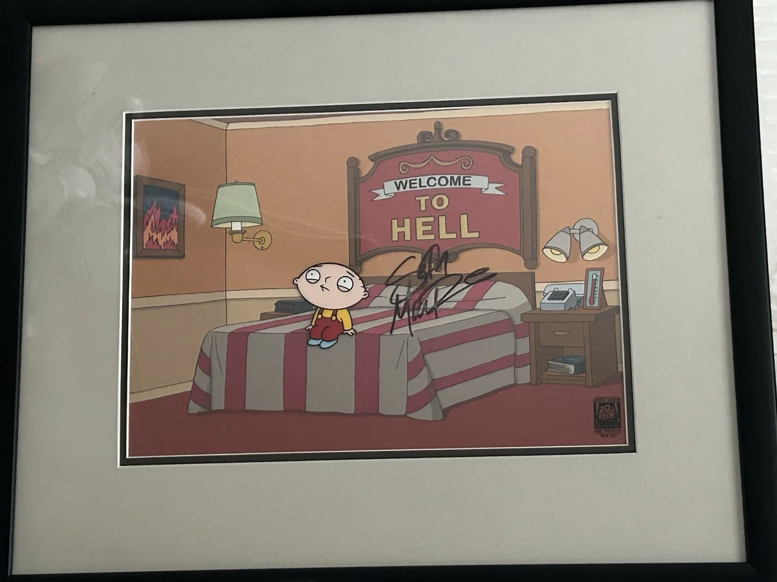 Family Guy - Stewie Welcome to Hell Autographed by Seth Macfarlane. 18.25Lx15W, image 2