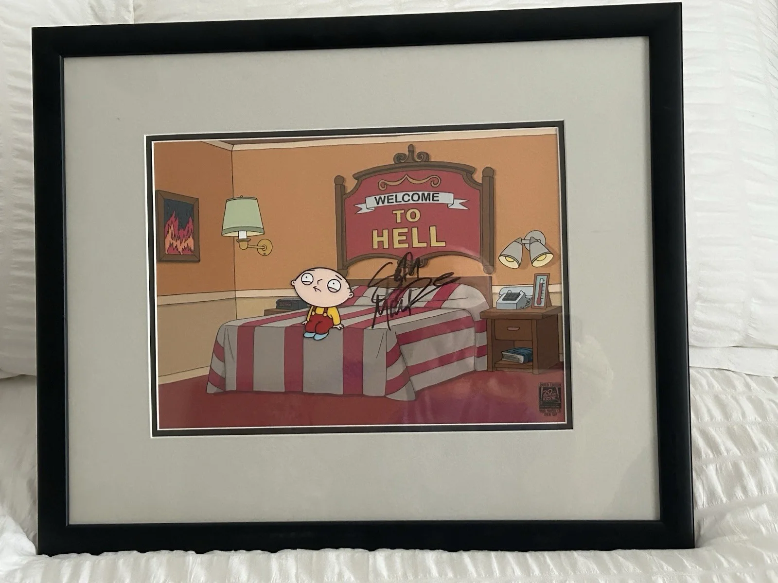 Family Guy - Stewie Welcome to Hell Autographed by Seth Macfarlane. 18.25Lx15W, image 4
