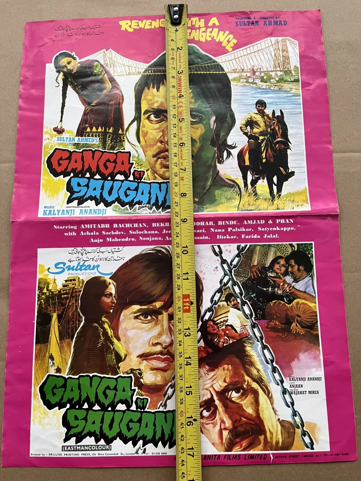 GANGA KI SAUGAND (1978) Bollywood Poster / Flyer for Indian Hindi Film - Amitabh, изображение 3