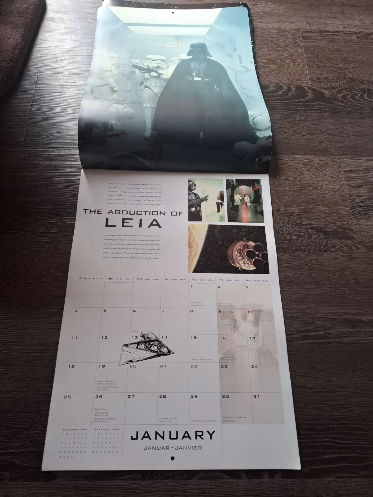 retro STAR WARS collector edition battles Calendar 1998 Double sided wall RARE, изображение 3
