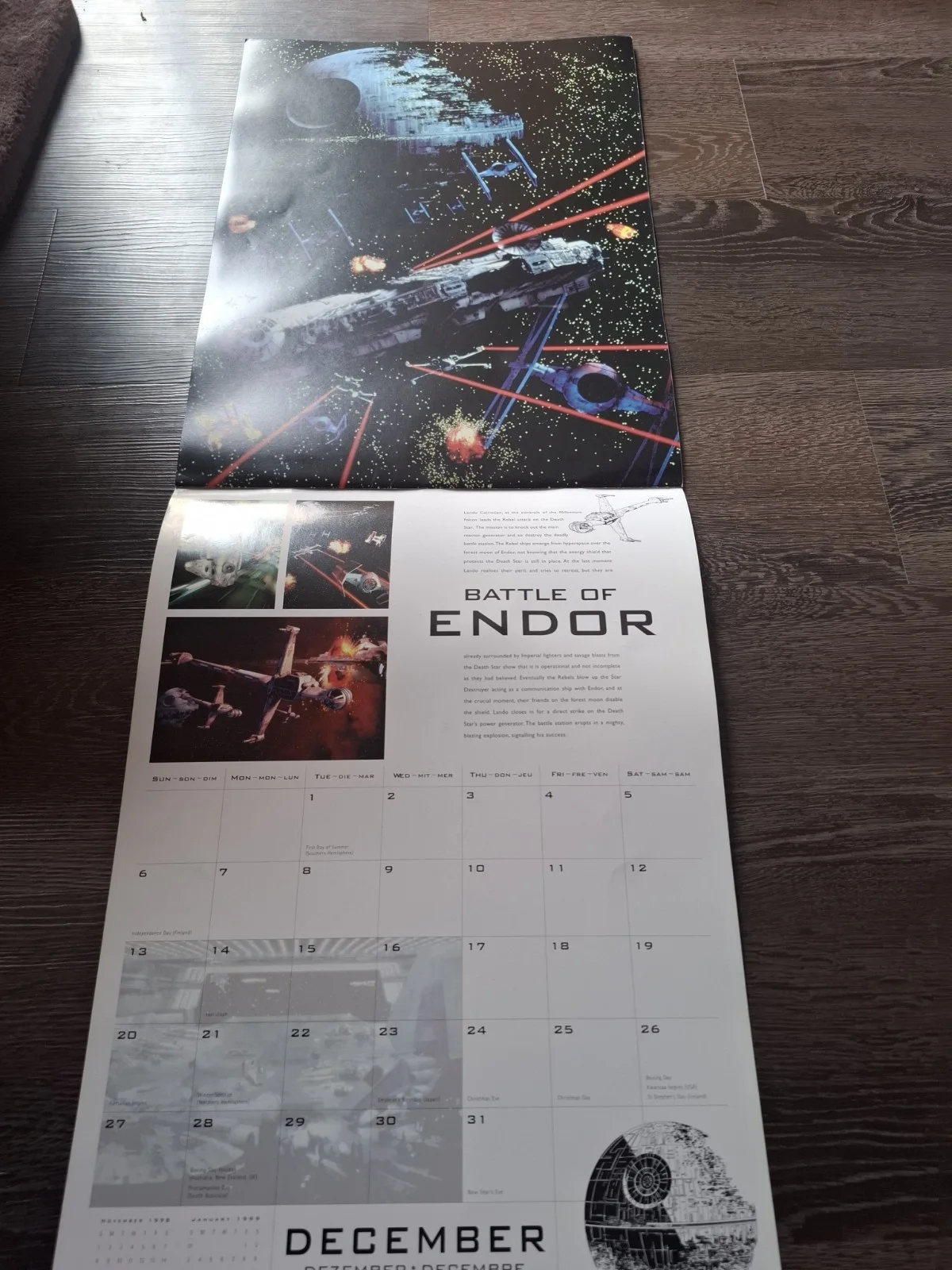 retro STAR WARS collector edition battles Calendar 1998 Double sided wall RARE, изображение 4