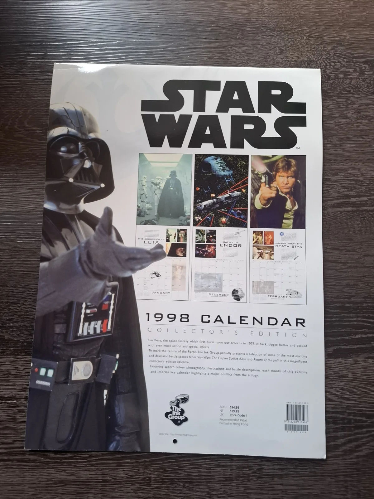 retro STAR WARS collector edition battles Calendar 1998 Double sided wall RARE, изображение 5