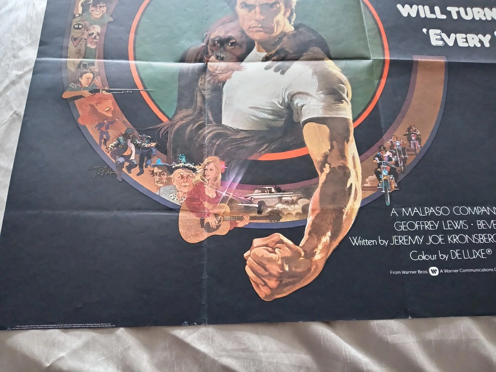 EVERY WHICH WAY BUT LOOSE CLINT EASTWOOD UK QUAD POSTER GOOD/VERY GOOD CONDITION, изображение 4