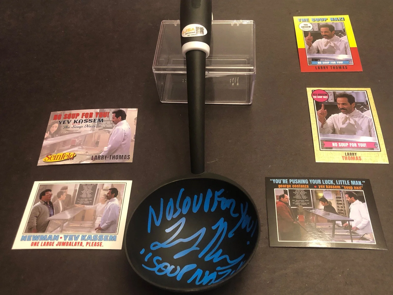 Larry Thomas — JSA Seinfeld Soup Nazi Signed Soup Ladle No Soup For You Larry Thomas FREE CARD