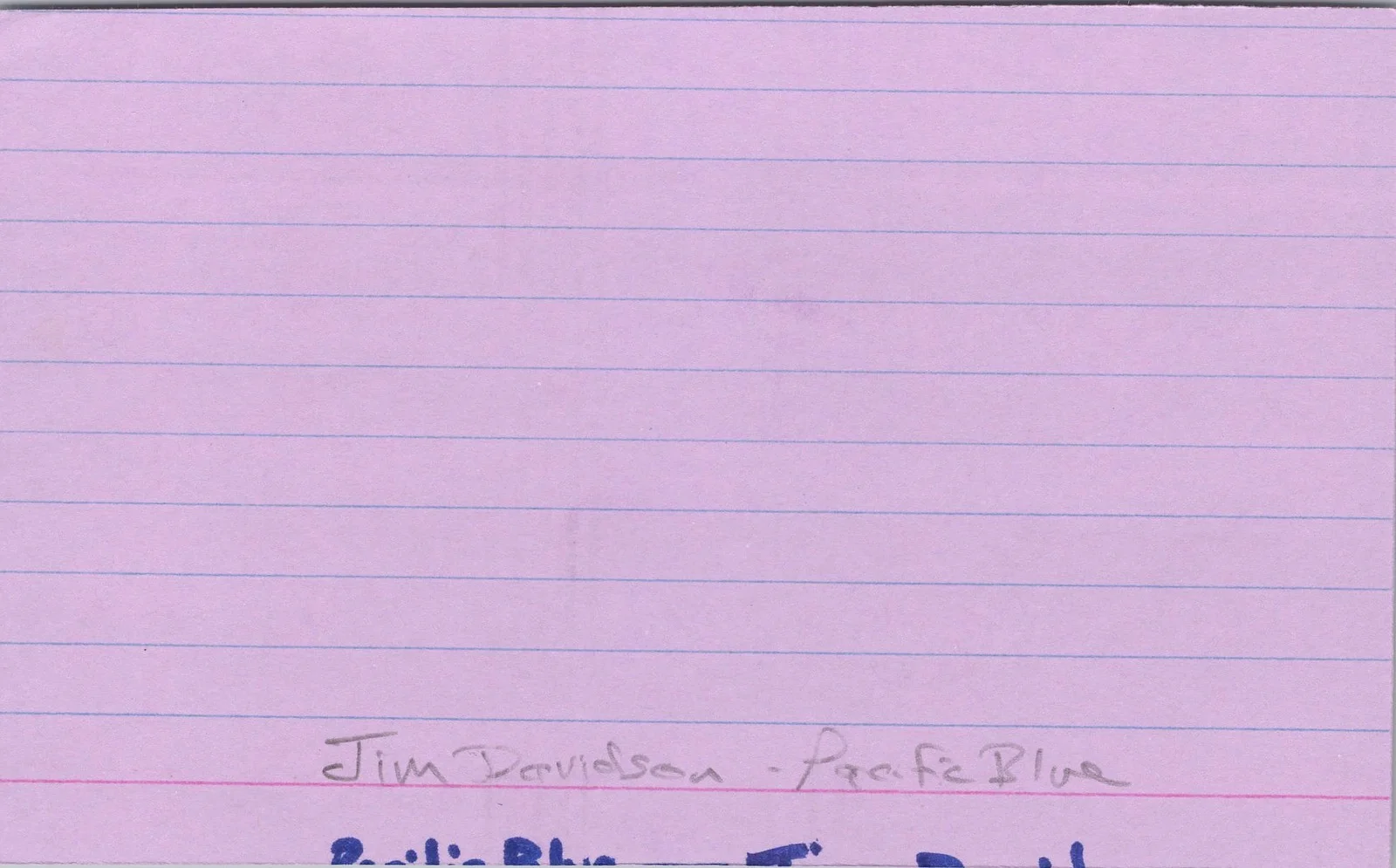 Jim Davidson — Jim Davidson Signed 3x5 Index Card Pacific Blue Autographed, image 2