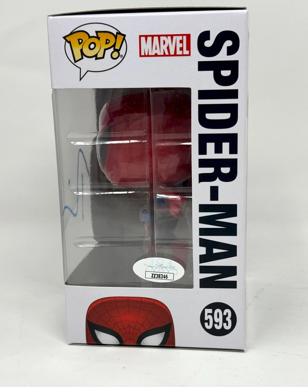 Tobey Maguire — Tobey Maguire Signed Autograph Spider-Man Funko Pop #593 Marvel 80 Years JSA COA, image 5