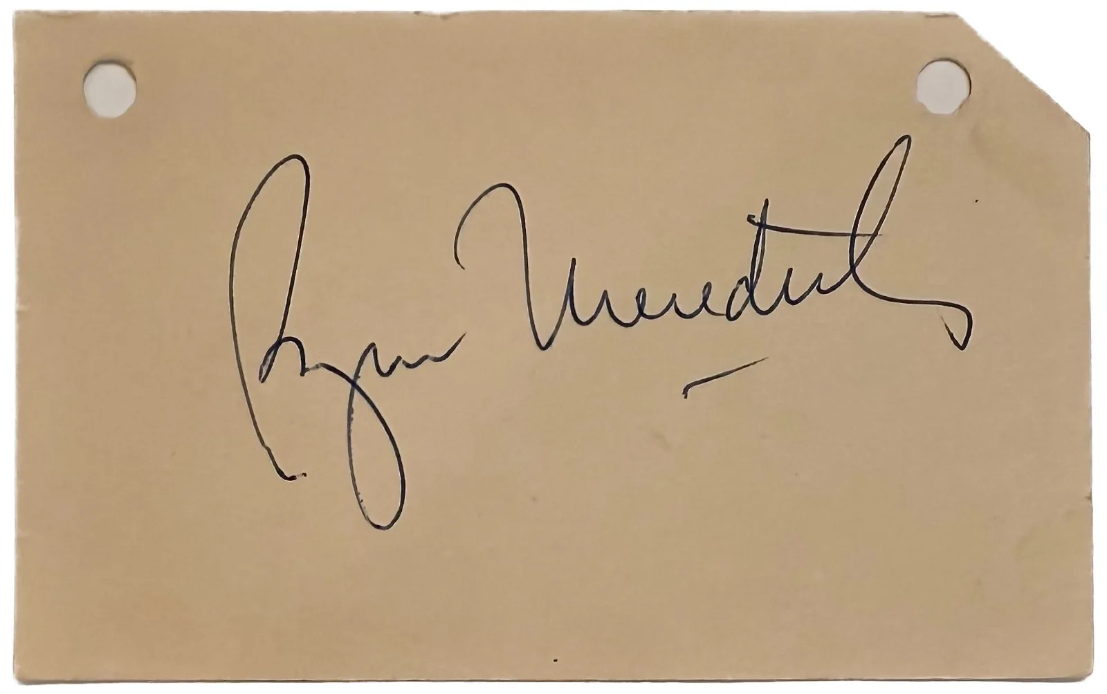Burgess Meredith — BURGESS MEREDITH Signed Autographed 3"x 5" INDEX CARD ROCKY BATMAN JSA CERTIFIED