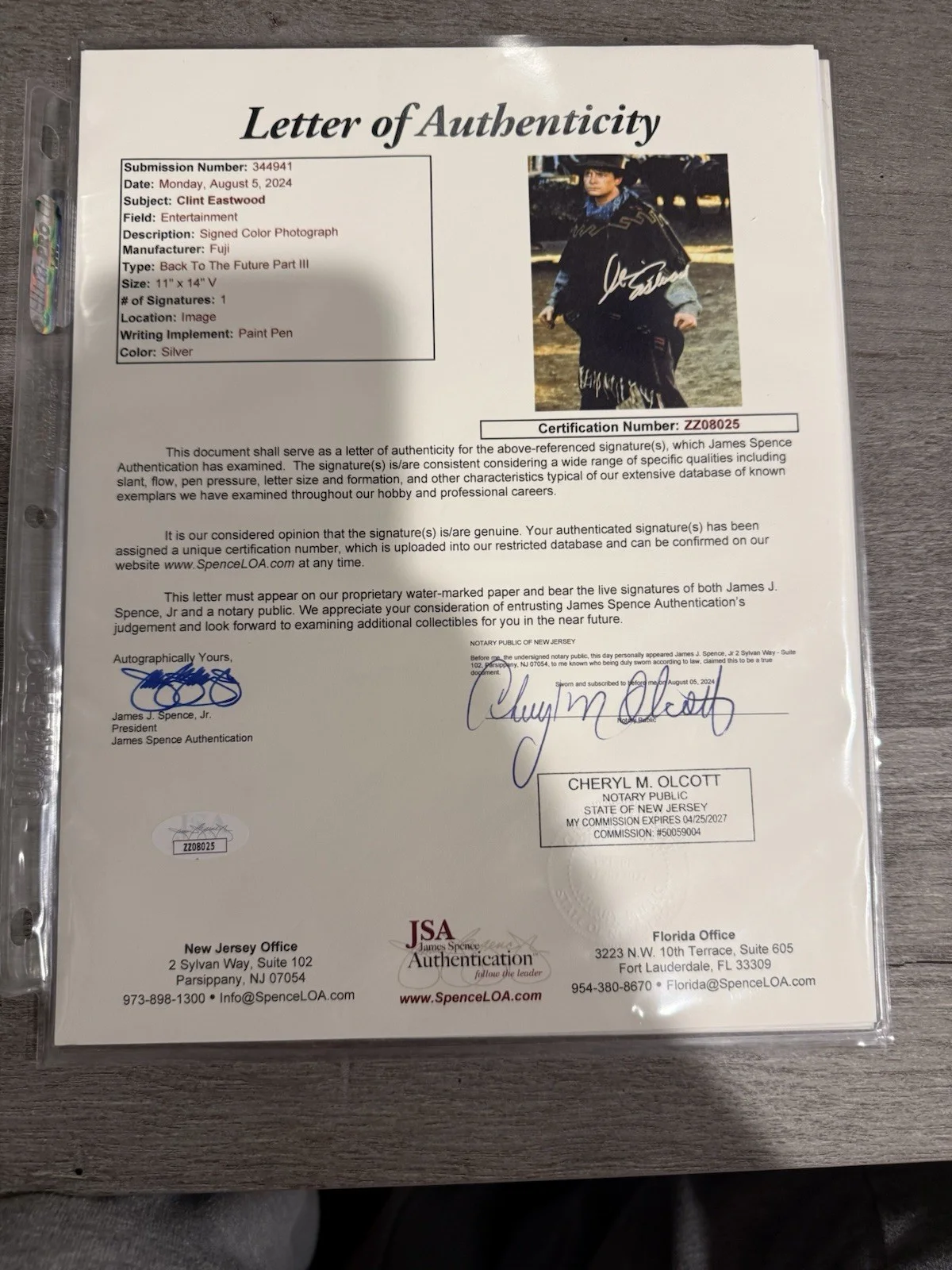 Clint Eastwood 11x14 Autographed Photo JSA COA, image 3