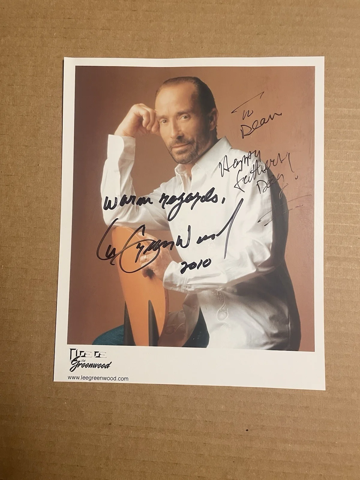 Lee Greenwood — Lee Greenwood Signed 8 X 10 Photo Autographed Picture “Happy Birthday Dean”