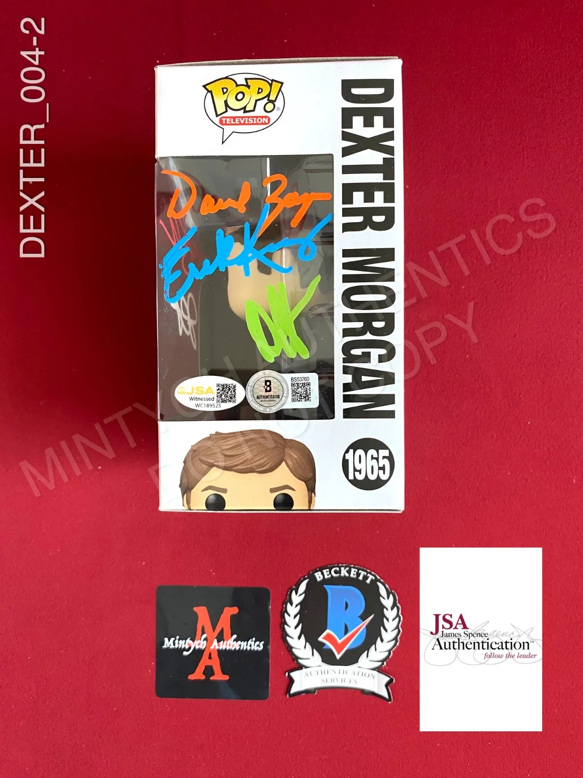 Michael C. Hall, Jennifer Carpenter, David Zayas, Erik King — Dexter cast signed Dexter Morgan Funko Pop #1965 Michael C. Hall Carpenter +3, image 2