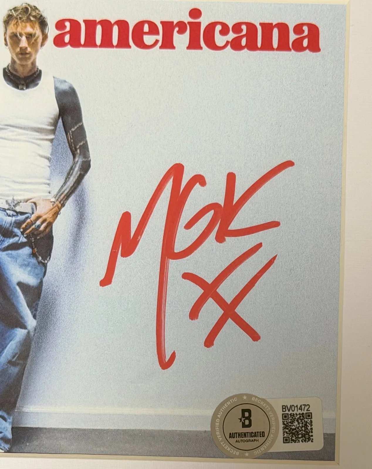 FRAMED MGK Lost Americana CD Signed Autographed Machine Gun Kelly Beckett BAS, изображение 4