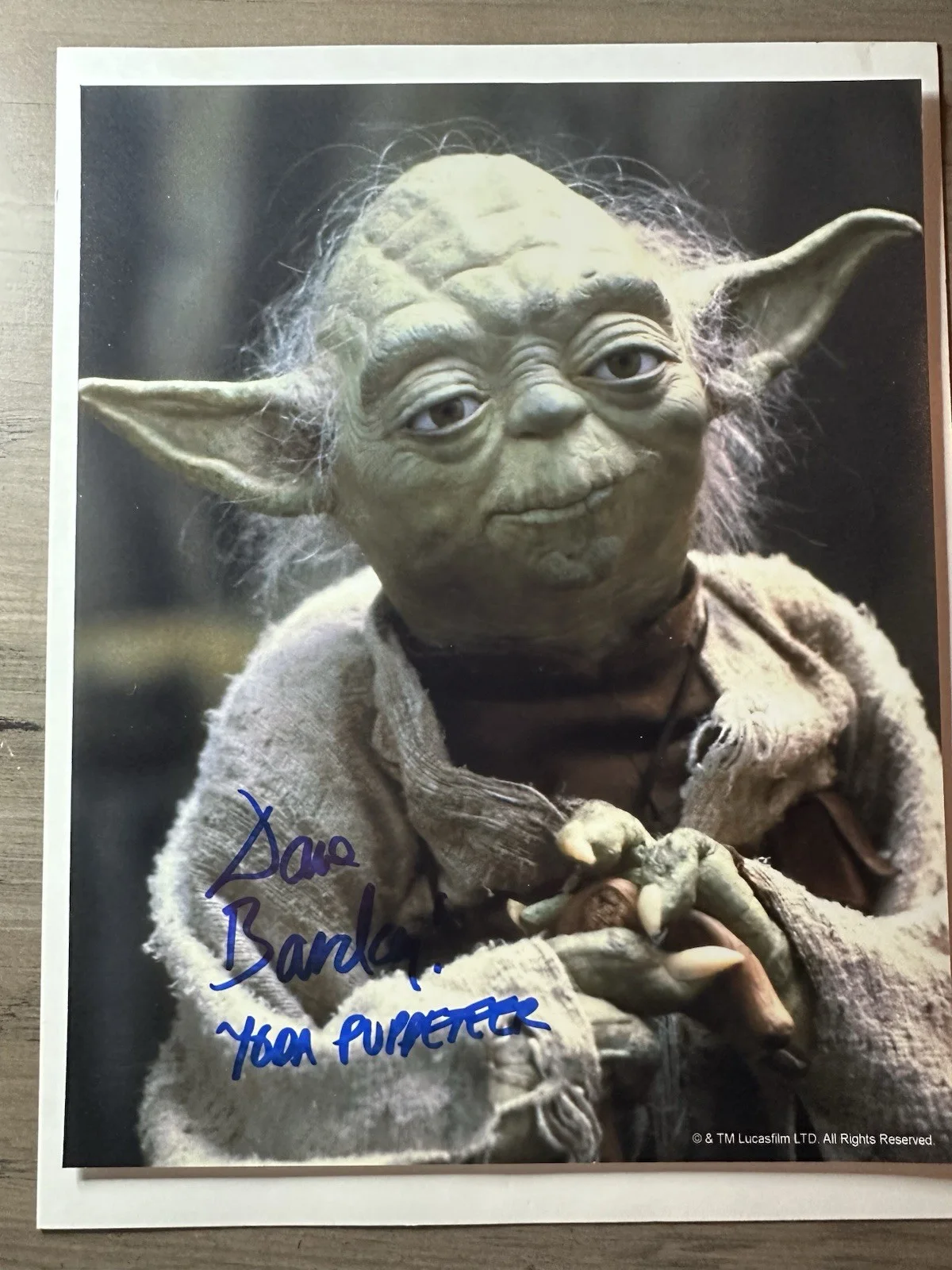 Dave Barclay — Star Wars Return of the Jedi Yoda Puppeteer David Barclay Autograph 8x10