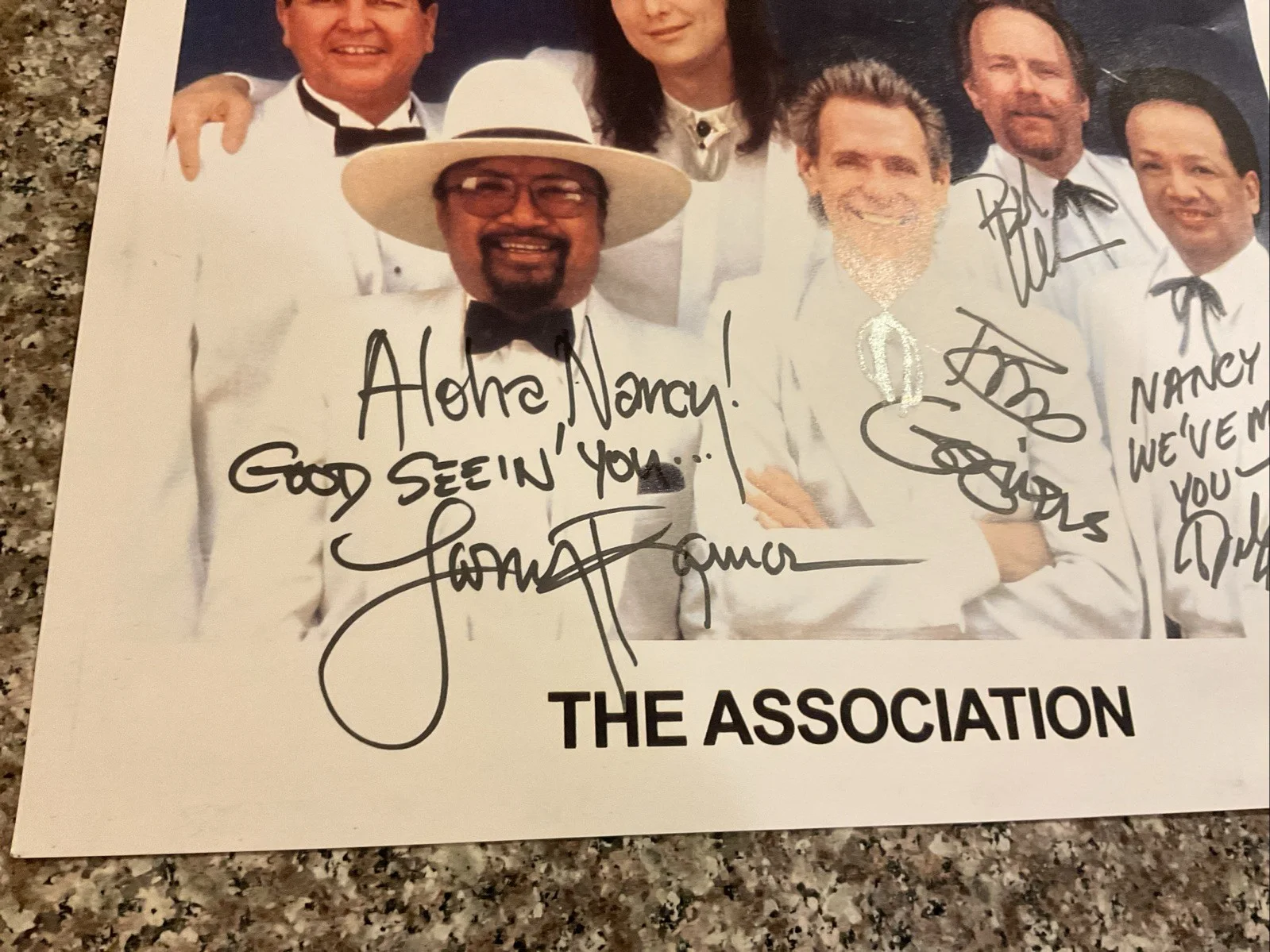 THE ASSOCIATION 8" x 10" Black & White Hand Signed Photo 4 Signatures No Coa, image 5