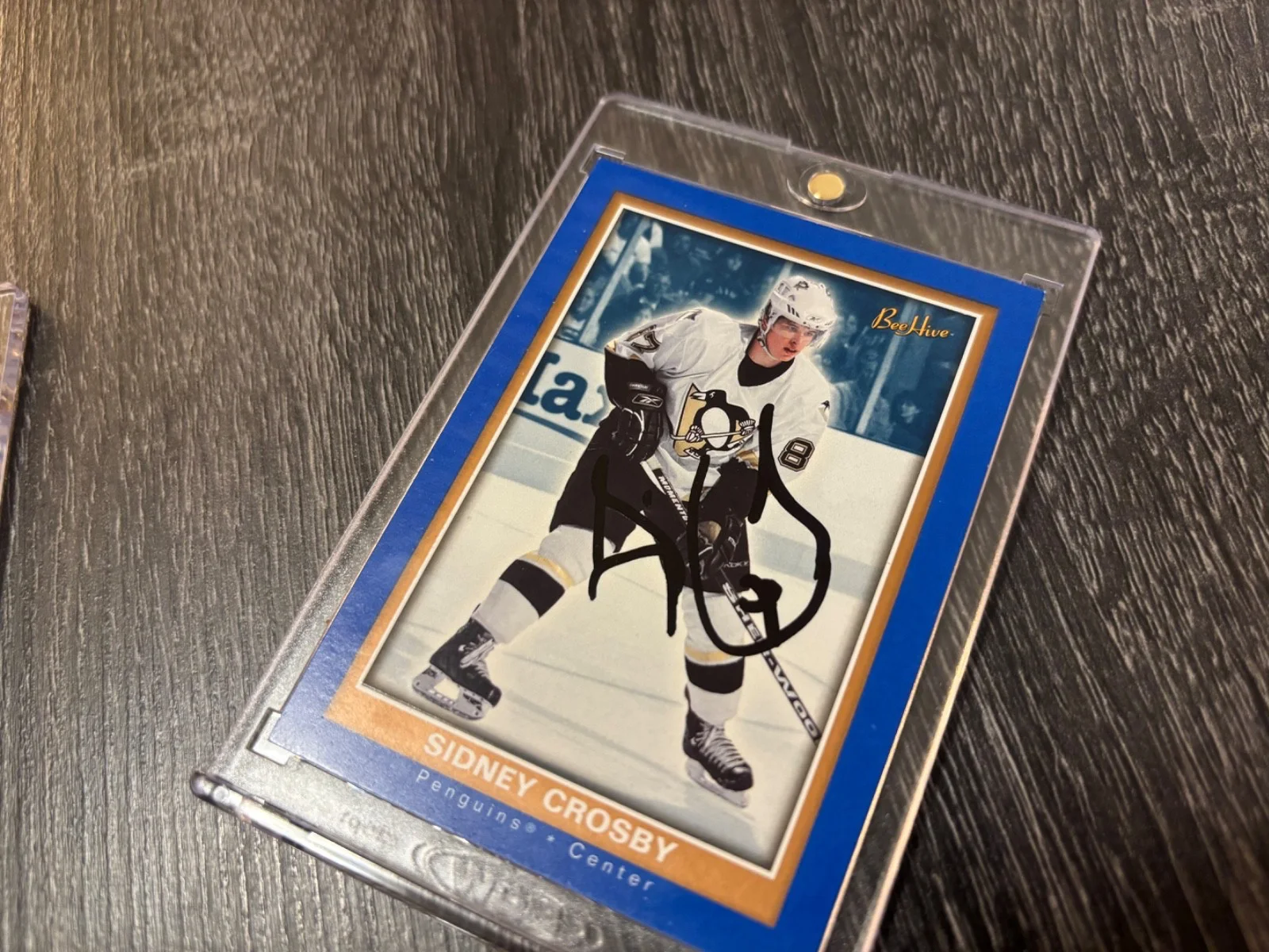 SIDNEY CROSBY ROOKIE AUTO CARD BEEHIVE BLUE IN PERSON PROOF PITTSBURGH PENGUINS, изображение 2