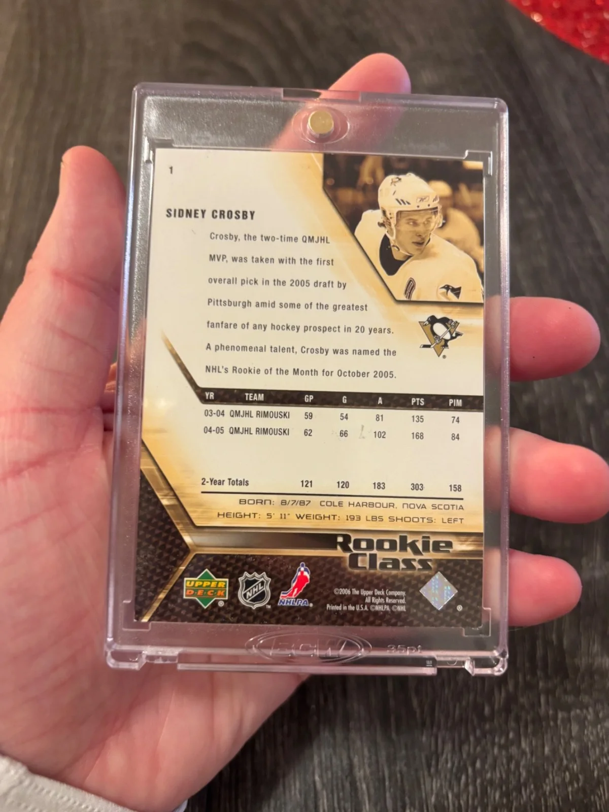 SIDNEY CROSBY ROOKIE CLASS CARD AUTO RARE IN PERSON PROOF PITTSBURGH PENGUINS RC, изображение 3