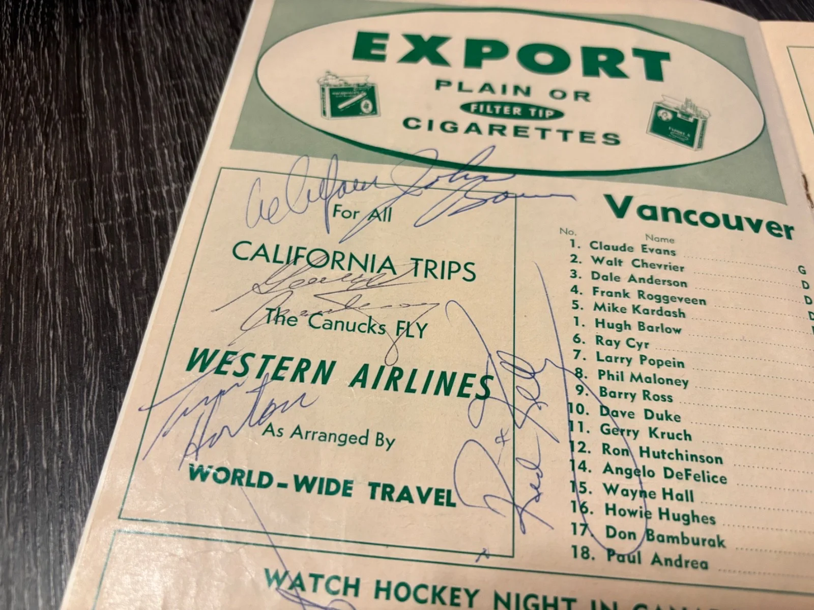 1961/62 TORONTO MAPLE LEAFS SIGNED AUTOGRAPHED PROGRAM RARE X9 TIM HORTON, image 5