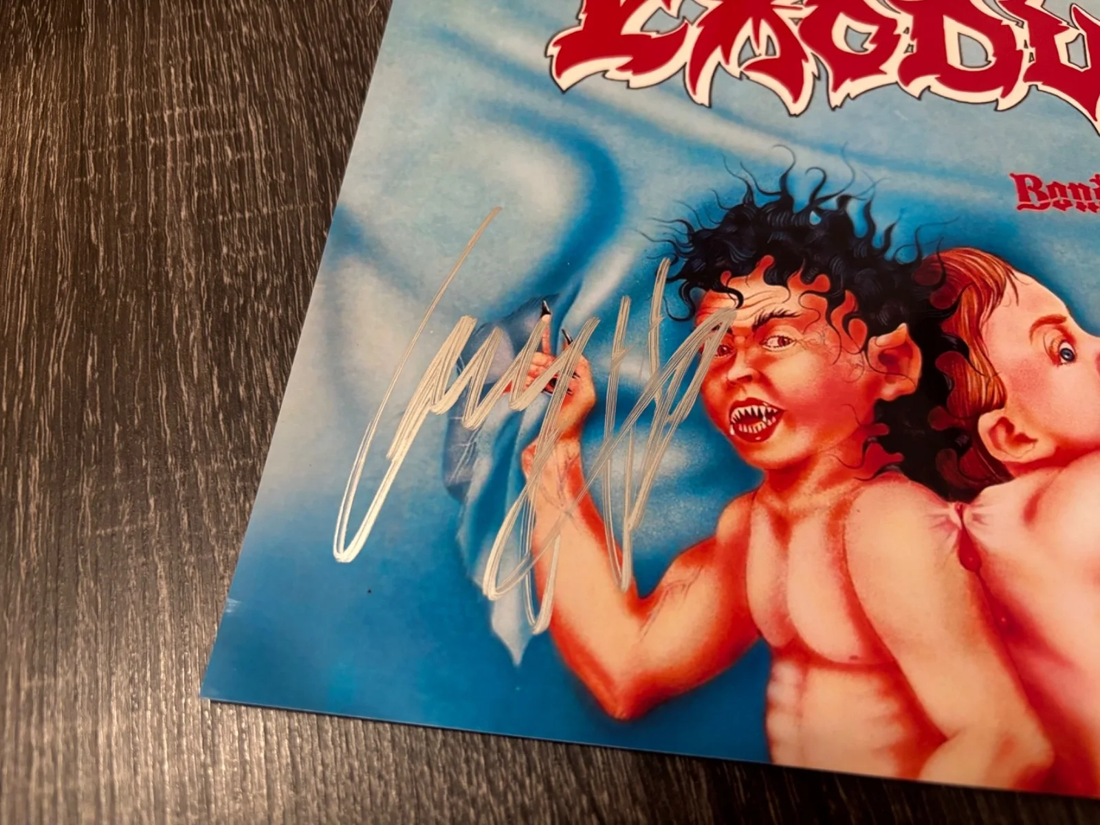 EXODUS SIGNED AUTOGRAPHED 8X10 PHOTO RARE BONDED BY BLOOD X2 GARY HOLT TOM, image 2