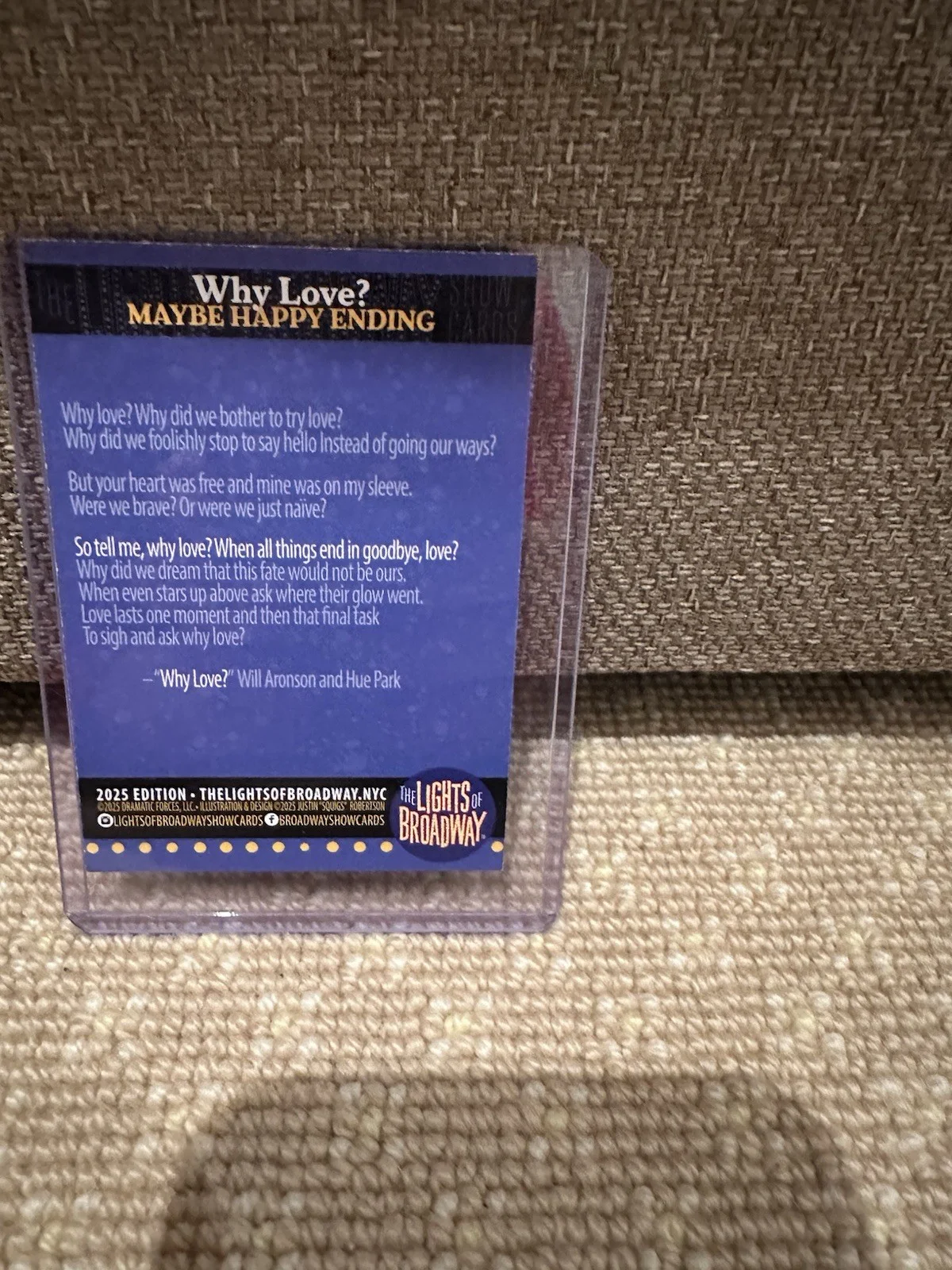 Dez Duron Signed Maybe Happy Ending Why Love Lyric Lights Of Broadway Card, image 2