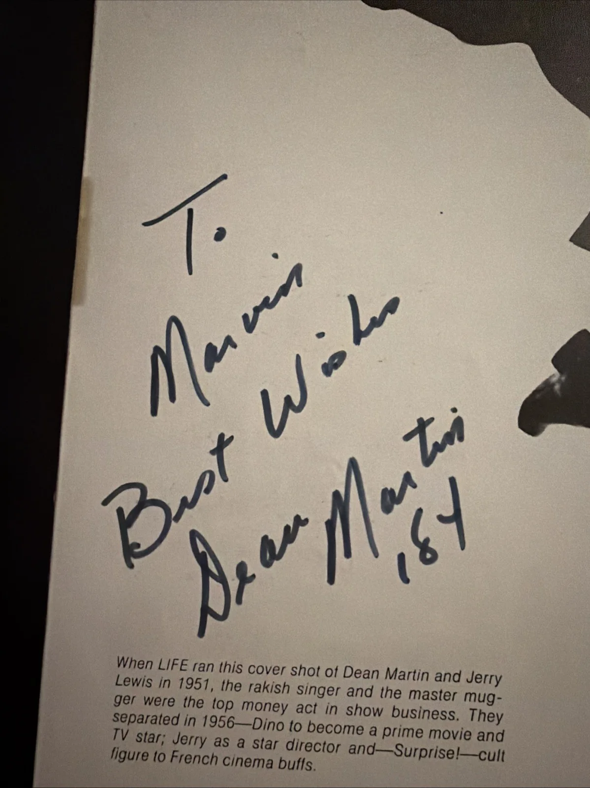 Dean Martin & Jerry Lewis Dual Signed 10x12 Magazine Page – Vintage Autographs, изображение 2