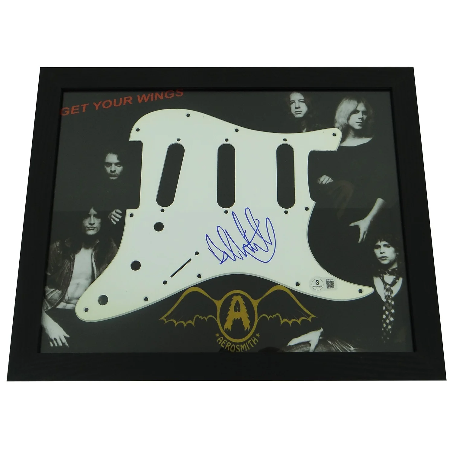 Aerosmith Brad Whitford Signed Pickguard on Custom Framed 11x14 Photo w/ BAS COA, image 2
