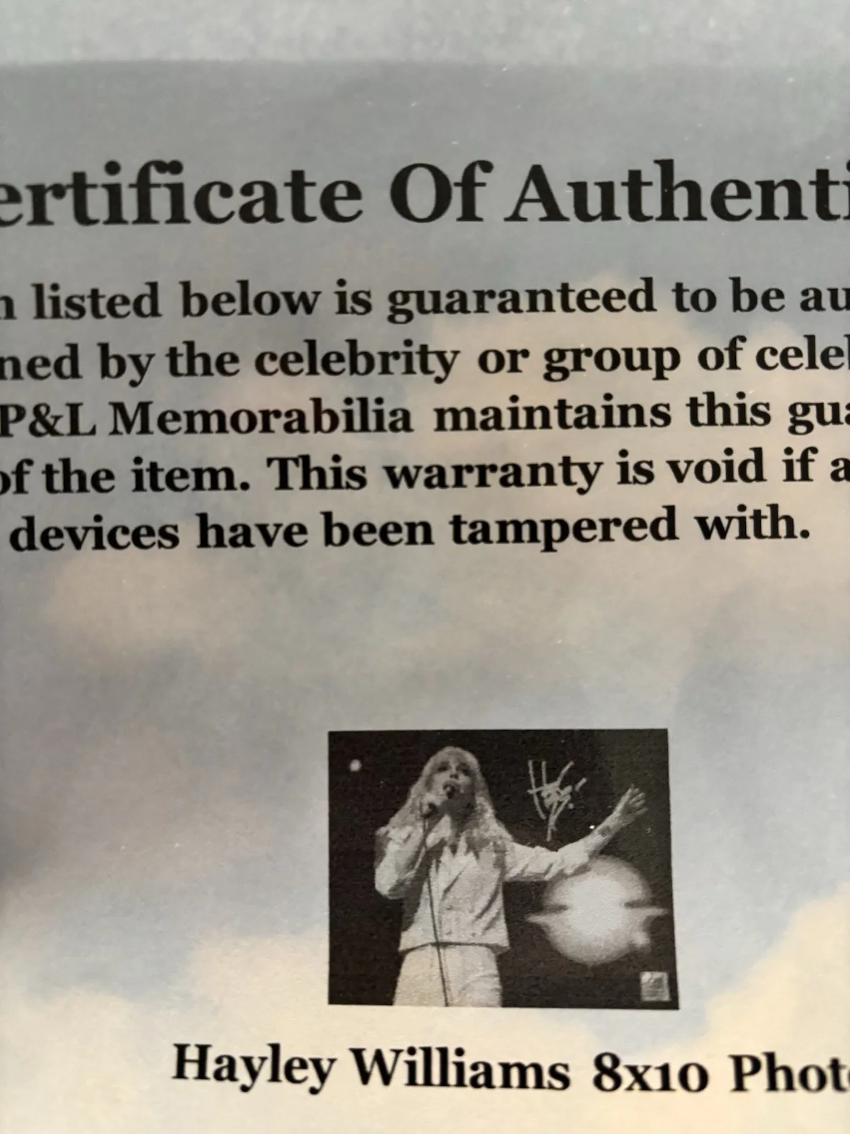 Hayley Williams /Sexy Singer Paramore White Top Signed Autograph 8x10 Photo COA, изображение 3