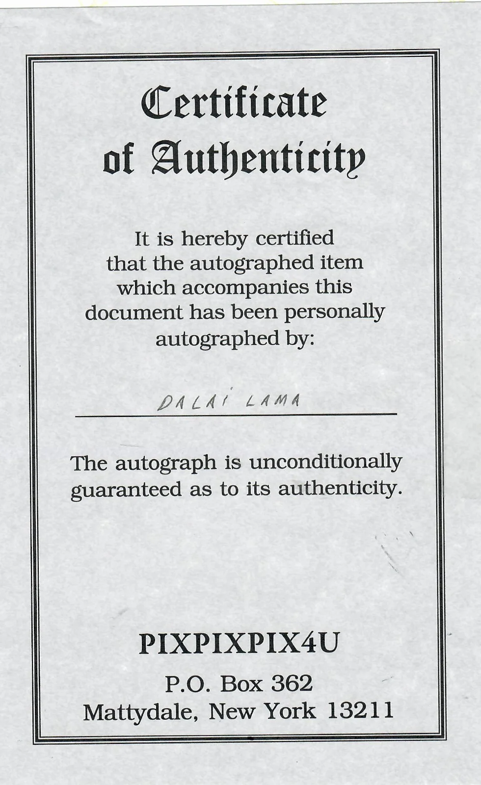 The 14th Dali Lama — Dala Lama Autographed Photo w/COA, image 2